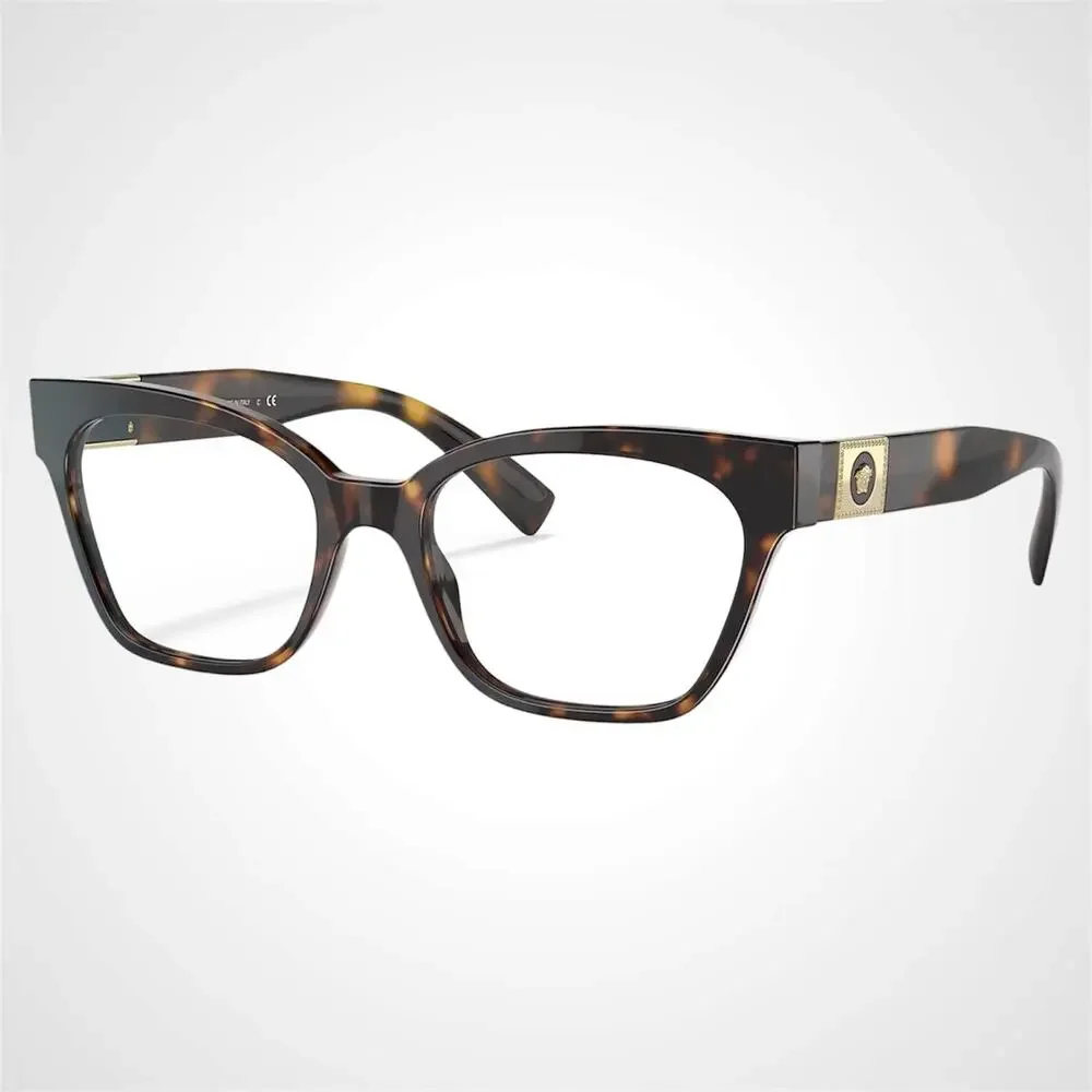 New VERSACE Eyeglasses Brown Cat Eye 53-18-140mm Gold Medusa Versace